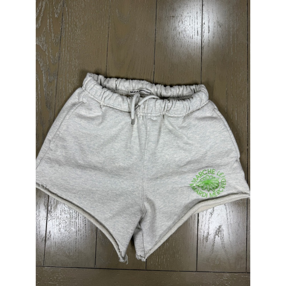 Mardi Mercredi Shorts Womens Small Gray Heather‎ Cotton French Terry Logo Sweat - Picture 2 of 14